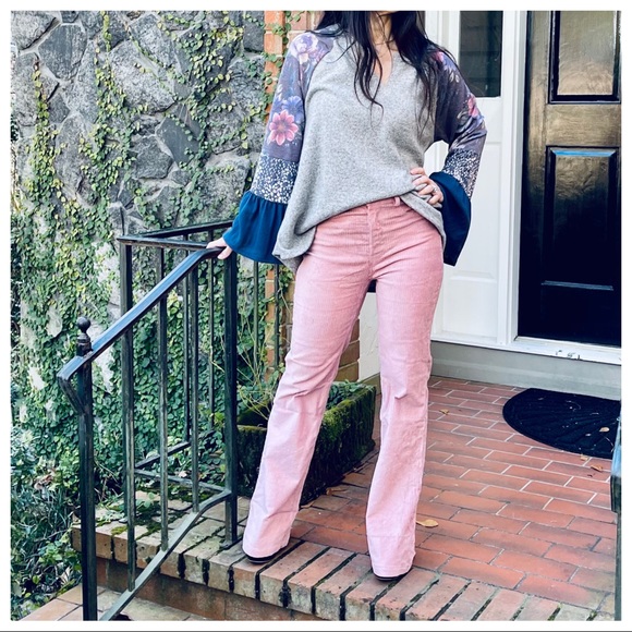 Retro chic wide leg rose corduroy pants - Picture 8 of 10